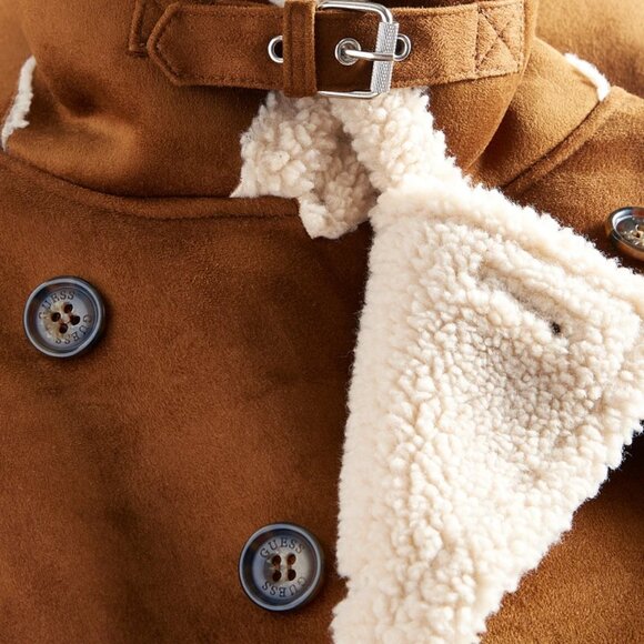 Guess Tan and Cream Double-Breasted Pea Coat - Picture 4 of 6